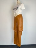Tight Low Waist PU Leather Pants GWDS-230389