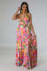 Sexy Sling V Neck Print Dress XMY-9400