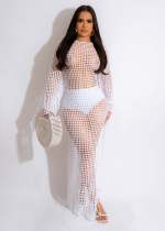 Sexy Hollow Out Knits Tassel Maxi Dress OSM-4388