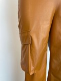 Tight Low Waist PU Leather Pants GWDS-230389