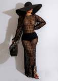 Sexy Hollow Out Knits Tassel Maxi Dress OSM-4388