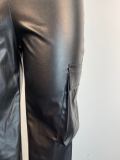 Tight Low Waist PU Leather Pants GWDS-230389