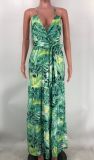 Sexy Sling V Neck Print Dress XMY-9400