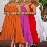 Plus Size Solid Sling Maxi Dress NY-10420