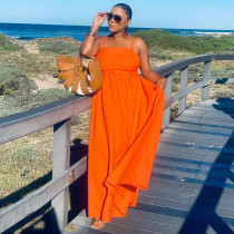 Plus Size Solid Sling Big Swing Dress NY-10430
