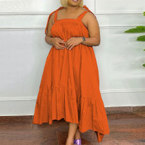 Plus Size Solid Sling Maxi Dress NY-10420