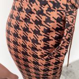 Fashion Print Zip Short Sleeve Pants Two Piece Set HMS-5567