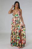Sexy Sling V Neck Print Dress XMY-9400