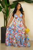 Sexy Sling V Neck Print Dress XMY-9400