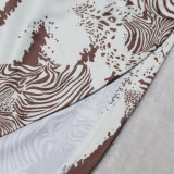 Sexy V Neck Print Split Drawstring Maxi Dress HNIF-100