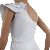 Solid Color Ruffles Sling Mini Dress JZHF-8126
