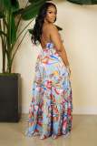 Sexy Sling V Neck Print Dress XMY-9400