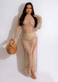 Sexy Hollow Out Knits Tassel Maxi Dress OSM-4388