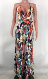 Sexy Sling V Neck Print Dress XMY-9400