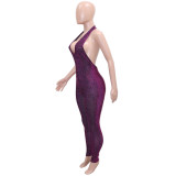 Sexy Solid Sleeveless Halter Jumpsuit SH-390466