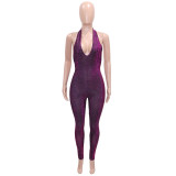 Sexy Solid Sleeveless Halter Jumpsuit SH-390466