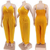 Plus Size Solid Color Sling Jumpsuit WPF-80908