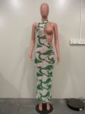 Sexy Print Irregular Mesh Maxi Dress ORY-5243
