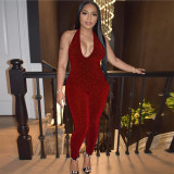 Sexy Solid Sleeveless Halter Jumpsuit SH-390466