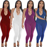 Sexy Solid Sleeveless Halter Jumpsuit SH-390466