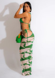 Sexy Print Irregular Mesh Maxi Dress ORY-5243