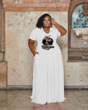 Plus Size Print Lapel Neck Maxi Dress WAF-7439298