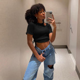 Solid Color Drawstring T Shirt GLF-07010