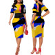 Sexy Fashion Print Short Sleeve Midi Dress SMR-11305