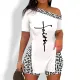 Split Letter Print Short Sleeve Suit HNIF-ZHZ005