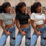 Solid Color Drawstring T Shirt GLF-07010