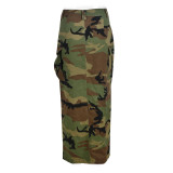 Plus Size Fashion Pocket Button Camo Skirt LSD-83190