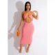 Hollow knit Contrast Color Dress ASL-6655