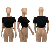 Solid Color Drawstring T Shirt GLF-07010