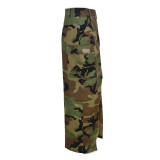 Plus Size Fashion Pocket Button Camo Skirt LSD-83190