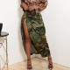 Plus Size Fashion Pocket Button Camo Skirt LSD-83190