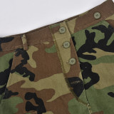 Plus Size Fashion Pocket Button Camo Skirt LSD-83190