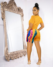 Casual Short Sleeve Tassel Shorts Two Piece Set OMY-11002