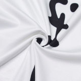 Split Letter Print Short Sleeve Suit HNIF-ZHZ005