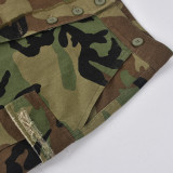 Plus Size Fashion Pocket Button Camo Skirt LSD-83190