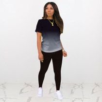 Classic Casual Gradient Short Sleeve And Pants Two Piece Set HNIF-1135