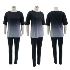 Classic Casual Gradient Short Sleeve And Pants Two Piece Set HNIF-1135