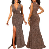 Sexy Fashion Sleeveless Split V-Neck Maxi Dress SMR-11581_1