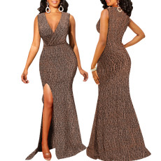 Sexy Fashion Sleeveless Split V-Neck Maxi Dress SMR-11581_1