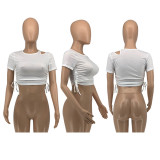 Solid Color Drawstring T Shirt GLF-07010