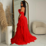 Sexy Wrap Chest Mesh MaxI Dress BY-6223