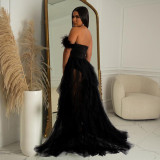 Sexy Wrap Chest Mesh MaxI Dress BY-6223