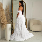 Sexy Wrap Chest Mesh MaxI Dress BY-6223