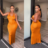 Sexy Backless U Neck Maxi Dress BY-6136