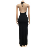 Sexy Backless U Neck Maxi Dress BY-6136