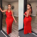 Sexy Backless U Neck Maxi Dress BY-6136